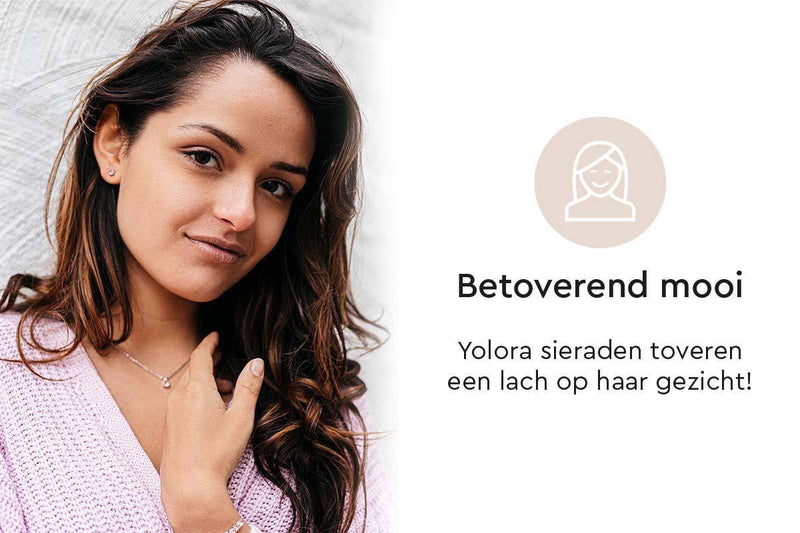 Yolora Dames Ketting met Roze Kalpa Camaka Kristal Hanger - Zilver kleurig - 18K Witgoud Verguld - Cadeauverpakking