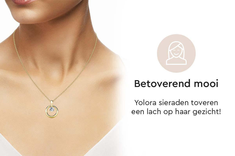 Yolora Dames ketting met Hanger - Parel en 52 Kalpa Camaka Kristallen - Goudkleurig - 18K Geelgoud Verguld - Vrouwen Collier Goud - Sieraden - Luxe Giftbox - Geschenkdoos - Cadeau doos - Exclusieve Geschenkverpakking - Mooie Cadeauverpakking