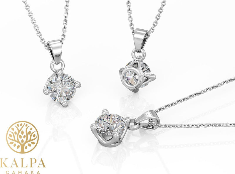 Yolora Dames Ketting met Hanger en Kalpa Camaka Kristal - Zilver kleurig - 18K Witgoud Verguld - Cadeauverpakking