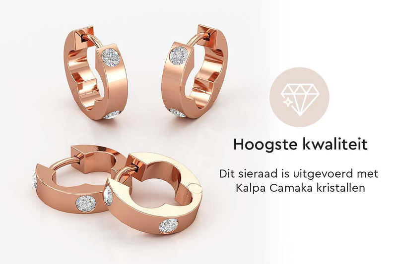 Yolora Dames Oorbellen met Kalpa Camaka Kristallen - Rosé kleurig - 18K Roségoud Verguld - Vrouwen Oorringen Rose Gold - Sieraden - Luxe Giftbox - Geschenkdoos - Cadeau doos - Exclusieve Geschenkverpakking - Mooie Cadeauverpakking