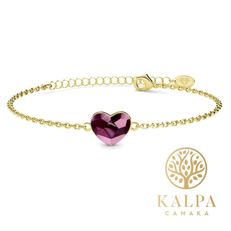 Yolora Ladies Bracelet Heart - Kalpa Camaka Crystal - Pink and Gold - 18k Yellow Gold Gilded - Women Bracelet Gold - Jewelry - Luxury Giftbox - Gift box - Gift Box - Exclusive Gift Packing - Beautiful Gift Packing