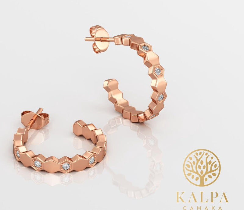 Yolora Dames Oorbellen met Kalpa Camaka Kristallen - Rosé kleurig - 18K Roségoud Verguld - Vrouwen Oorringen Rose Gold - Sieraden - Luxe Giftbox - Geschenkdoos - Cadeau doos - Exclusieve Geschenkverpakking - Mooie Cadeauverpakking