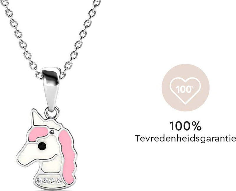 Yolora Kids Ketting - Unicorn/Eenhoorn Hanger - Kalpa Camaka Kristal - Zilverkleurig - 18K Witgoud Verguld - Kind - Meisjes Collier Zilver - Sieraden Kinderen - Luxe Giftbox - Geschenkdoos - Cadeau doos - Geschenkverpakking - Cadeauverpakking