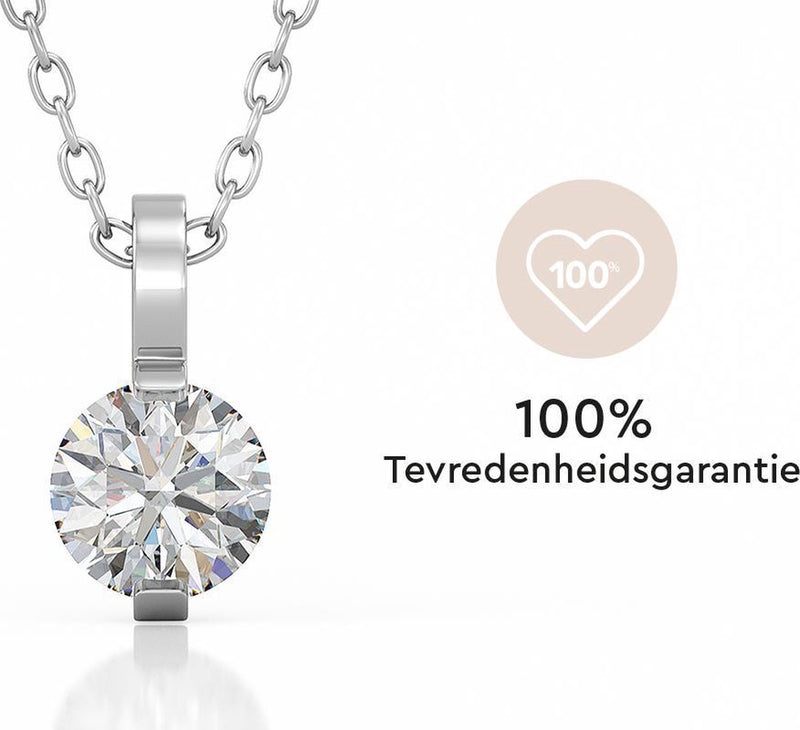 Yolora Dames Ketting met Hanger - Kalpa Camaka Kristal - Zilverkleurig - 18K Witgoud Verguld - Vrouwen Collier Zilver - Sieraden - Halsketting - Luxe Giftbox - Geschenkdoos - Cadeau doos - Exclusieve Geschenkverpakking - Mooie Cadeauverpakking