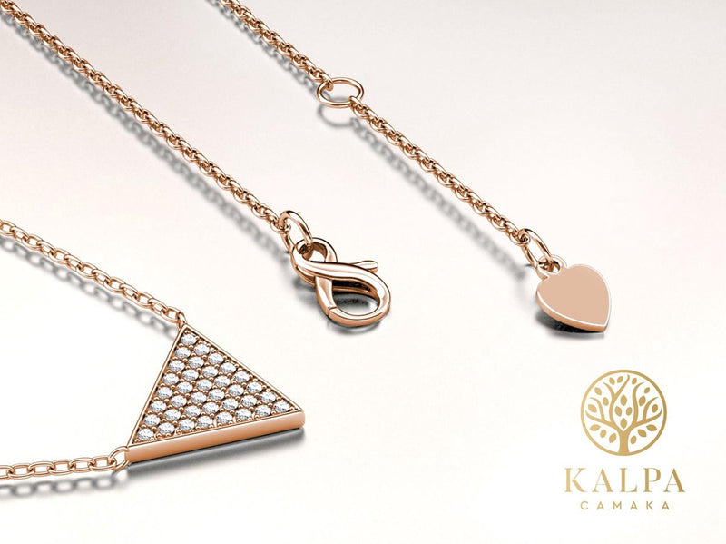 Yolora ladies necklace with pendant - kalpa camaka crystals - rosé colored - 18k rosé gold gilt - Women necklace rose gold - jewelry - luxury gift box - gift box - gift box - exclusive gift box - nice gift package