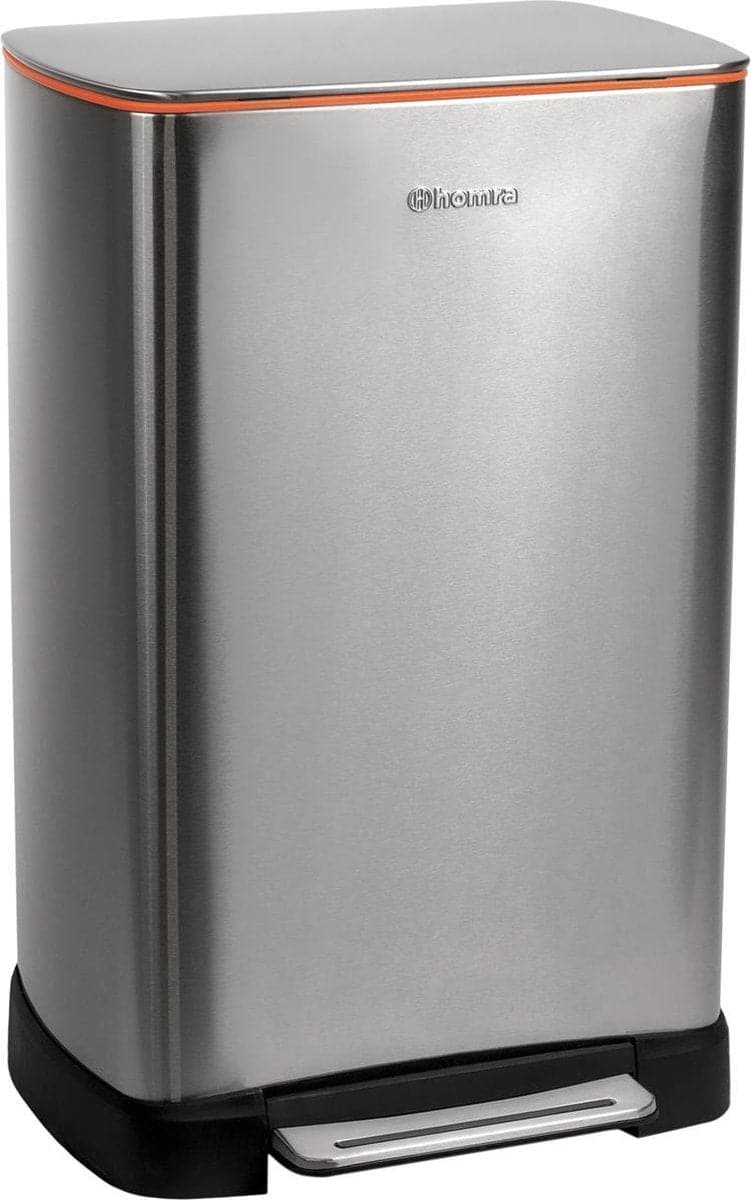 Pedaalemmer RVS 50 liter - Prullenbak met Pedaal Homra KONIQ  - 50L Zilver - Automatische Lucht Filter - Odor Control Filter - Softclose Deksel - Design Afvalemmer - Duurzaam Vingerafdrukvrij en Vuilafstotend RVS - Keuken en Kantoor Vuilbak