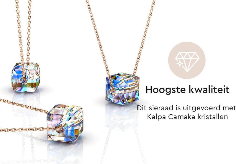 Yolora Dames Ketting met Hanger - Kalpa Camaka Kristal - Rosé kleurig - 18K Roségoud Verguld - Vrouwen Collier Rose Gold - Sieraden - Halsketting - Luxe Giftbox - Geschenkdoos - Cadeau doos - Exclusieve Geschenkverpakking - Mooie Cadeauverpakking