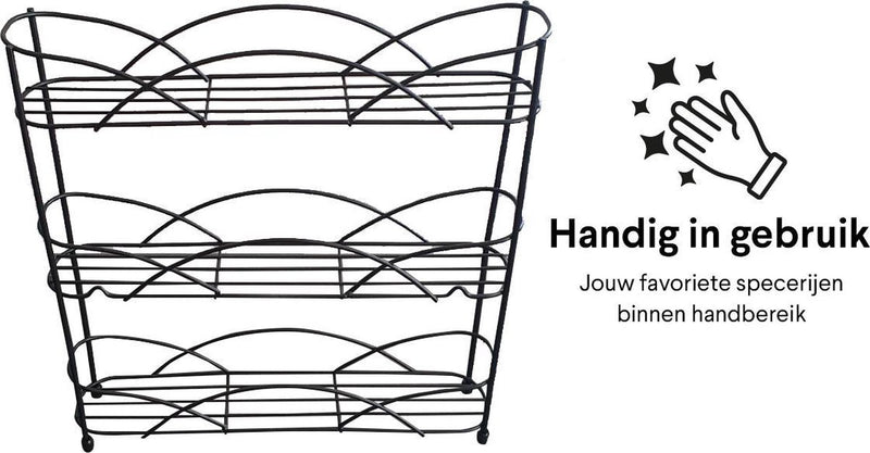 Zindoo - Kruidenrek - Standaard - 3-laags - Ophangbaar - 18 kruiden potjes - Anti-slip pootjes - Spice rack - Specerijenrek -  Keukenorganizer - Keukenaccessoires