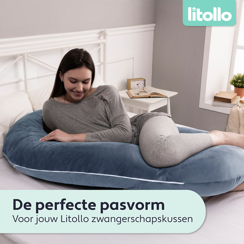 Litollo® Zwangerschapskussen (C-vorm) hoes fleece XXL 280cm - Grijs