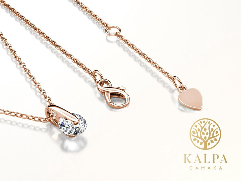 Yolora Dames Ketting met Hanger - Kalpa Camaka Kristal - Rosé kleurig - 18K Roségoud Verguld - Vrouwen Collier Rose Gold - Sieraden - Halsketting - Luxe Giftbox - Geschenkdoos - Cadeau doos - Exclusieve Geschenkverpakking - Mooie Cadeauverpakking