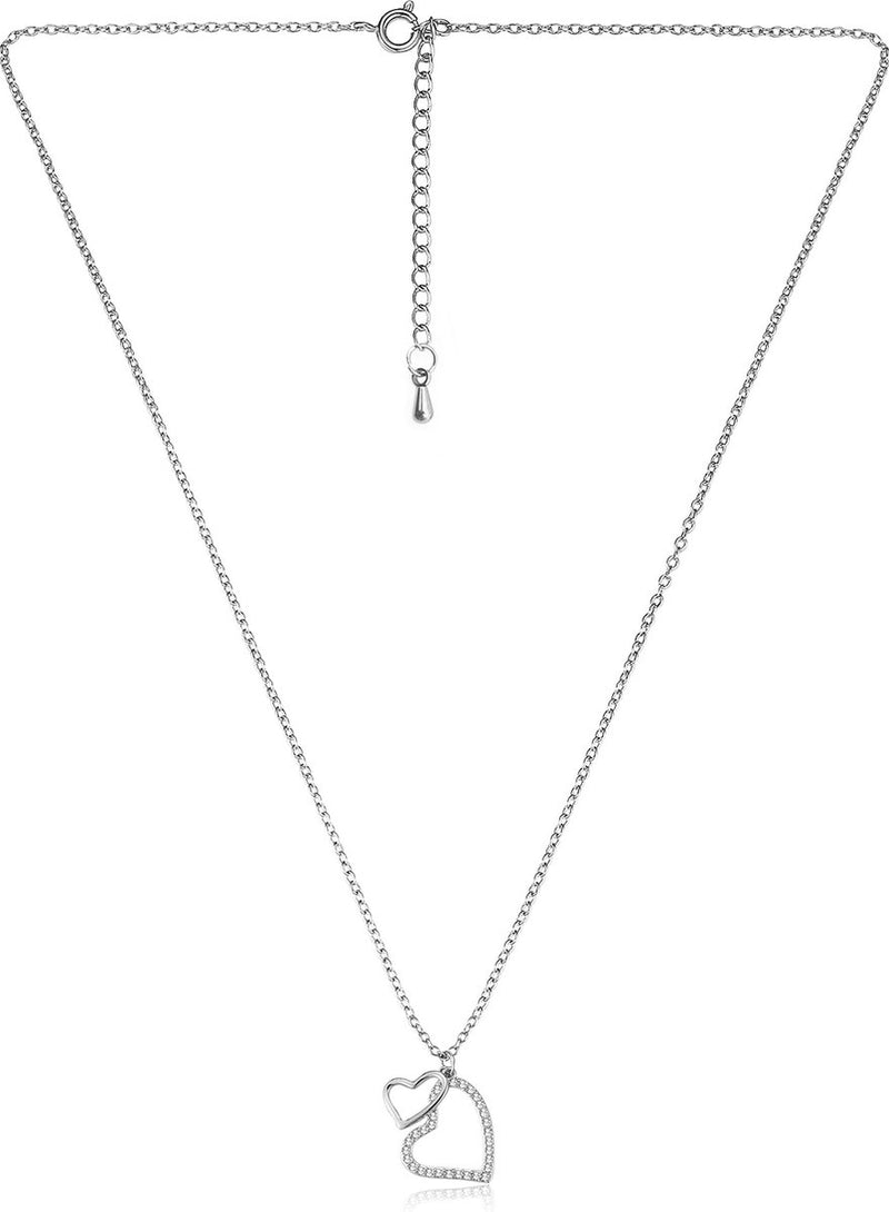 Yolora Elegance ketting met hartjes en Kalpa Camaka kristallen - Zilverkleurig - 18K Witgoud Verguld - Vrouwen Collier Zilver - Halsketting - Sieraden - Luxe Giftbox - Geschenkdoos - Cadeau doos - Geschenkverpakking - Mooie Cadeauverpakking