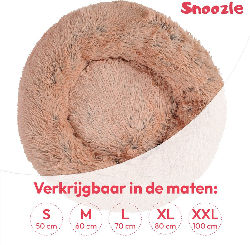 Snoozle Hondenmand - Superzacht en Luxe - Fluffy en Rond - Pluche Bruin - Donut - Hondenbed - Anti-Stress – 100cm Groot – Dark coffee