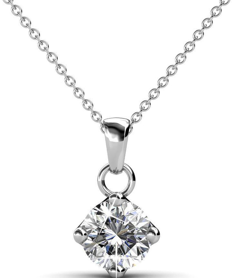 Yolora Dames Ketting met Hanger en Kalpa Camaka Kristal - Zilver kleurig - 18K Witgoud Verguld - Cadeauverpakking