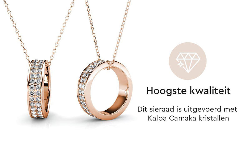 Yolora Dames Ketting met Hanger - Kalpa Camaka Kristallen - Rosé kleurig - 18K Roségoud Verguld - Vrouwen Collier Rose Gold - Sieraden - Halsketting - Luxe Giftbox - Geschenkdoos - Cadeau doos - Exclusieve Geschenkverpakking - Mooie Cadeauverpakking