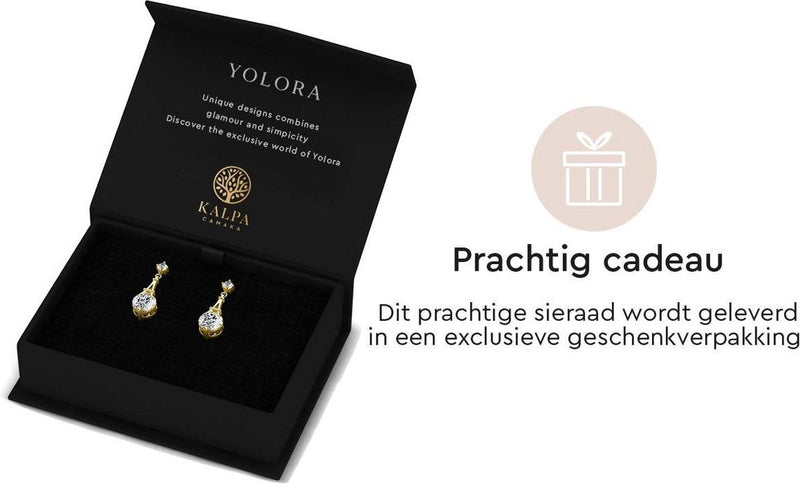 Yolora Dames Oorbellen met Kalpa Camaka Kristallen - Goud kleurig - 18K Geelgoud Verguld - Cadeauverpakking