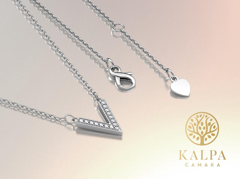 Yolora Dames Ketting met Hanger - Kalpa Camaka Kristallen - Zilverkleurig - 18K Witgoud Verguld - Vrouwen Collier Zilver - Sieraden - Halsketting - Luxe Giftbox - Geschenkdoos - Cadeau doos - Exclusieve Geschenkverpakking - Mooie Cadeauverpakking