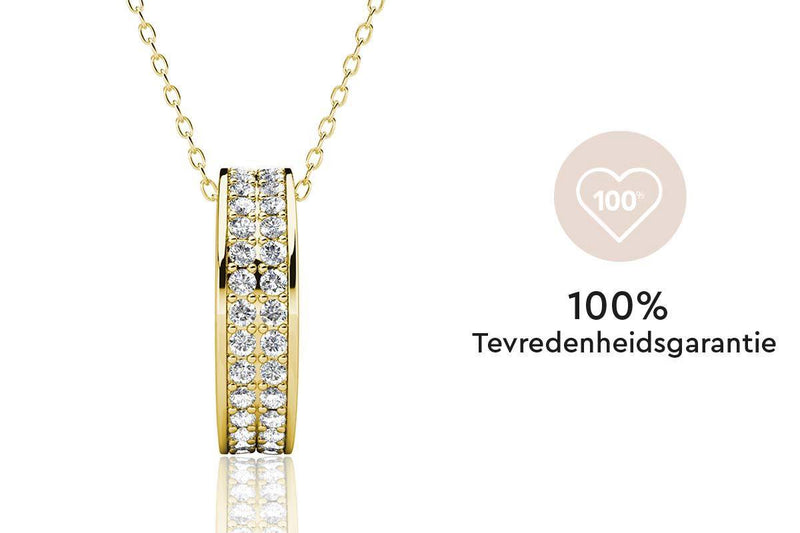 Yolora Dames Ketting met Hanger - Kalpa Camaka Kristallen - Goudkleurig - 18K Geelgoud Verguld - Vrouwen Collier Goud - Sieraden - Halsketting - Luxe Giftbox - Geschenkdoos - Cadeau doos - Exclusieve Geschenkverpakking - Mooie Cadeauverpakking