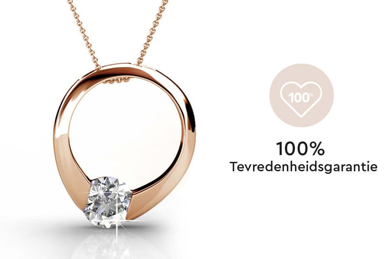 Yolora Dames Ketting met Hanger - Kalpa Camaka Kristal - Rosé kleurig - 18K Roségoud Verguld - Vrouwen Collier Rose Gold - Halsketting - Sieraden - Luxe Giftbox - Geschenkdoos - Cadeau doos - Exclusieve Geschenkverpakking - Mooie Cadeauverpakking