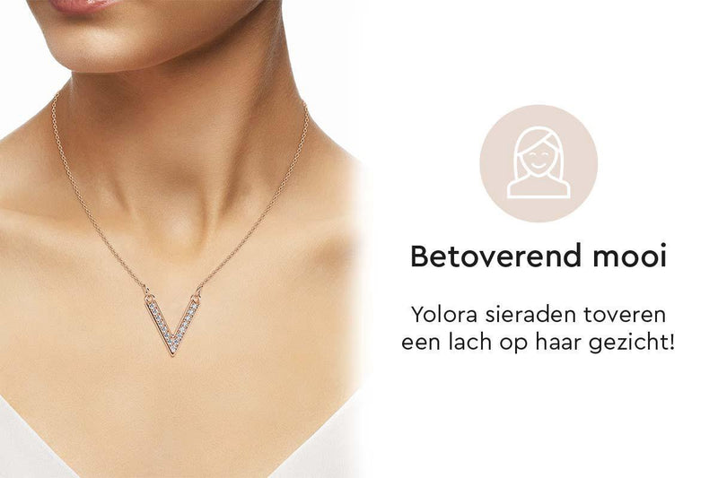 Yolora Dames Ketting met Hanger - Kalpa Camaka Kristallen - Rosé kleurig - 18K Roségoud Verguld - Vrouwen Collier Rose Gold - Sieraden - Halsketting - Luxe Giftbox - Geschenkdoos - Cadeau doos - Exclusieve Geschenkverpakking - Mooie Cadeauverpakking