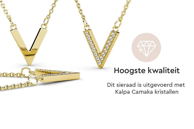 Yolora Dames Ketting met Hanger - Kalpa Camaka Kristallen - Goudkleurig - 18K Geelgoud Verguld - Vrouwen Collier Goud - Sieraden - Halsketting - Luxe Giftbox - Geschenkdoos - Cadeau doos - Exclusieve Geschenkverpakking - Mooie Cadeauverpakking