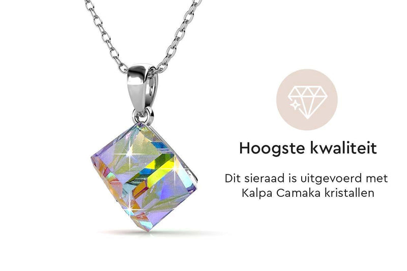 Yolora Dames Ketting met Hanger en Kalpa Camaka Kristal - Zilver kleurig - 18K Witgoud Verguld - Cadeauverpakking