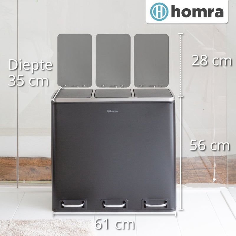 Homra Sparq Trash - 3 compartments - 54 liters (3 x 18 l) - Black