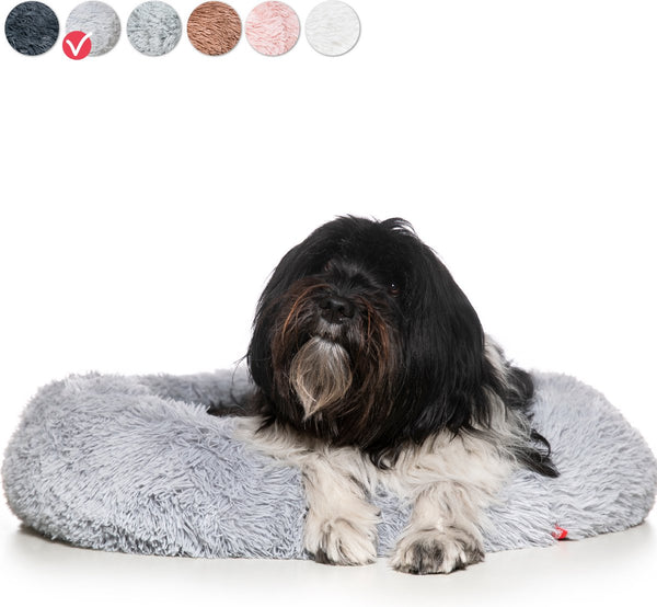 Snoozle Donut Hondenmand - Zacht en Luxe Hondenkussen - Wasbaar - Fluffy - Hondenmanden - 60cm - Lichtgrijs