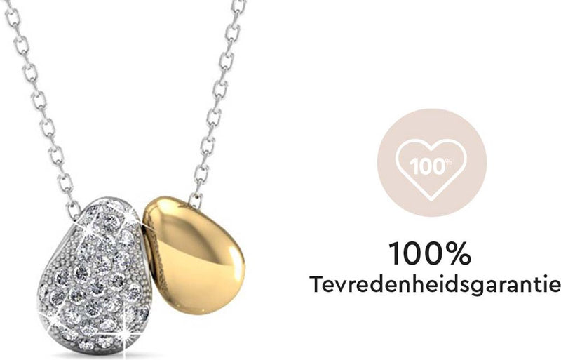 Yolora Dames Ketting met Hanger - Kalpa Camaka Kristallen - Zilver- en Goudkleurig - 18K Witgoud- en Geelgoud Verguld - Vrouwen Collier Zilver/Goud - Cadeau doos