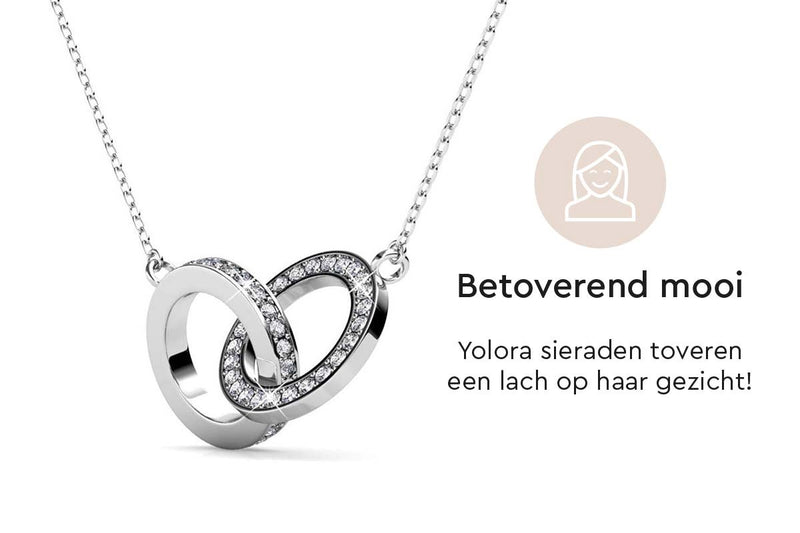 Yolora Dames Ketting met Hanger - Kalpa Camaka Kristal - Zilverkleurig - 18K Witgoud Verguld - Sieraden - Vrouwen Collier Zilver - Halsketting - Geschenkdoos - Luxe Giftbox - Cadeau doos - Exclusieve Geschenkverpakking - Mooie Cadeauverpakking