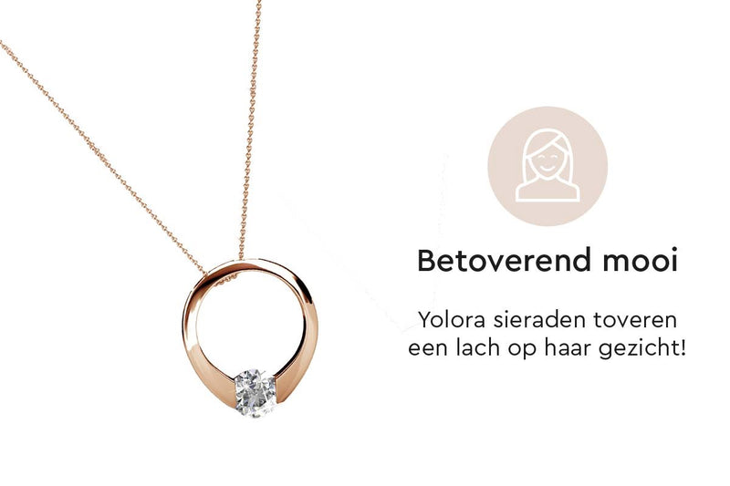 Yolora Dames Ketting met Hanger - Kalpa Camaka Kristal - Rosé kleurig - 18K Roségoud Verguld - Vrouwen Collier Rose Gold - Halsketting - Sieraden - Luxe Giftbox - Geschenkdoos - Cadeau doos - Exclusieve Geschenkverpakking - Mooie Cadeauverpakking