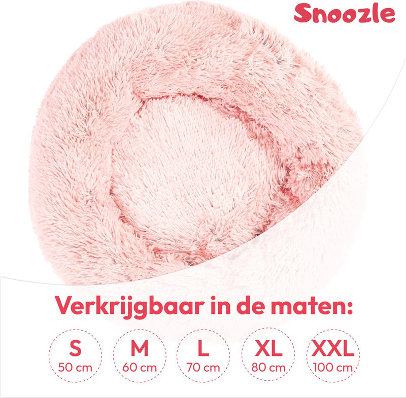Snoozle Donut Hondenmand - Zacht en Luxe Hondenkussen - Wasbaar - Fluffy - Hondenmanden - 80cm - Roze