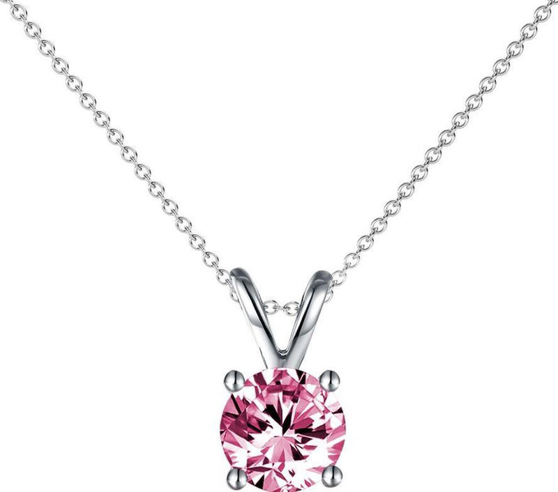 Yolora Dames Ketting met Roze Kalpa Camaka Kristal Hanger - Zilver kleurig - 18K Witgoud Verguld - Cadeauverpakking