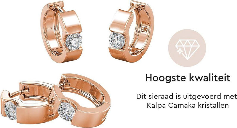 Yolora Dames Oorbellen met Kalpa Camaka Kristallen - Rosé kleurig - 18K Roségoud Verguld - Vrouwen Oorringen Rose Gold - Sieraden - Geschenkdoos - Luxe Giftbox - Cadeau doos - Mooie Cadeauverpakking - Exclusieve Geschenkverpakking