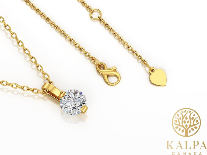 Yolora Dames Ketting met Hanger - Kalpa Camaka Kristal - Goudkleurig - 18K Geelgoud Verguld - Vrouwen Collier Goud - Sieraden - Halsketting - Luxe Giftbox - Geschenkdoos - Cadeau doos - Exclusieve Geschenkverpakking - Mooie Cadeauverpakking