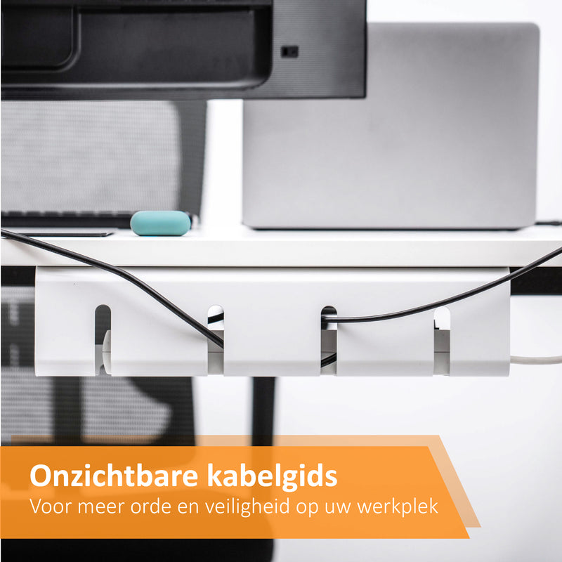 Stilemo Kabelgoot Bureau - Kabelhouder 43 CM - Kabel Organizer 5 KG Draagkracht - Wit