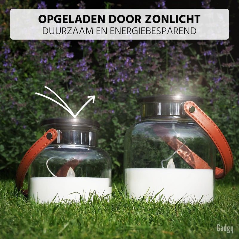 Gadgy Solar Candle Jars Lantaarn – Set van 2