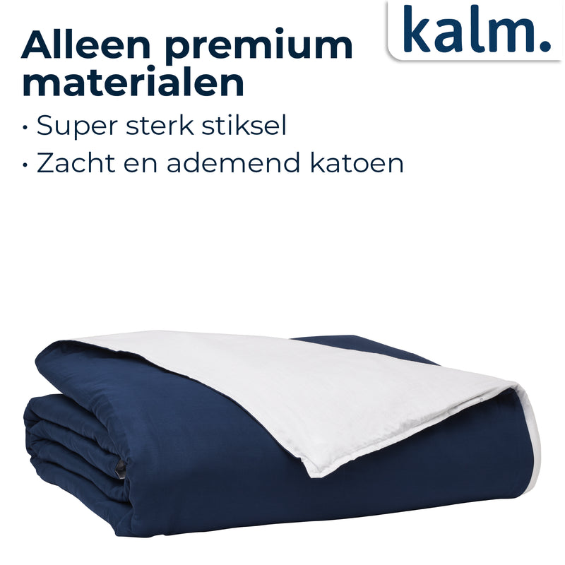 Kalm 4-Seizoens Duvet cover 2 Persoons - Verzwaringsdeken hoes - 200x220 cm - Luchtig & Ademend - Wit & Navy Blauw