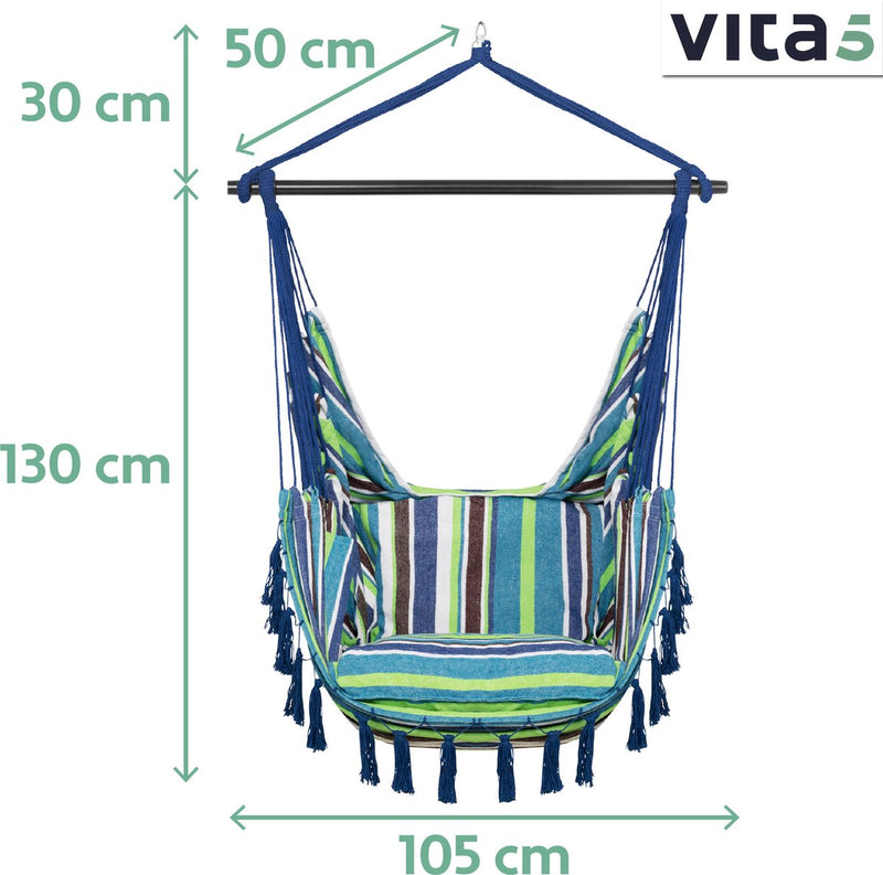 Vita5 XXL Hanging chair - Blue/Green/White