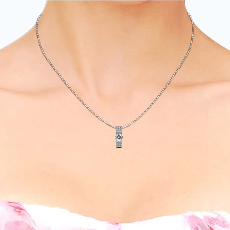 Yolora ladies necklace with pendant - Kalpa Camaka Crystals - Silver colored - 18k White gold gilt - Women Collier Silver - Jewelry - Necklace - Luxury Giftbox - Gift box - Gift Box - Beautiful Gift Packing - Exclusive Gift Packing