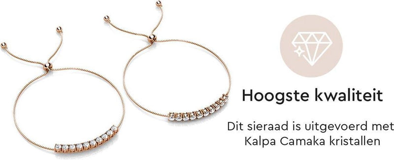 Yolora Dames Armband met 10 Kalpa Camaka Kristallen - Rose kleurig - 18K Rosegoud Verguld