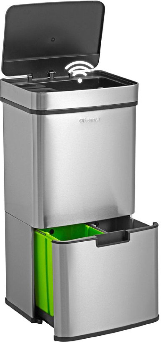 Homra Nexo - sensor trash can - 3 compartments - 72 liters (2x12 + 48 l) - silver