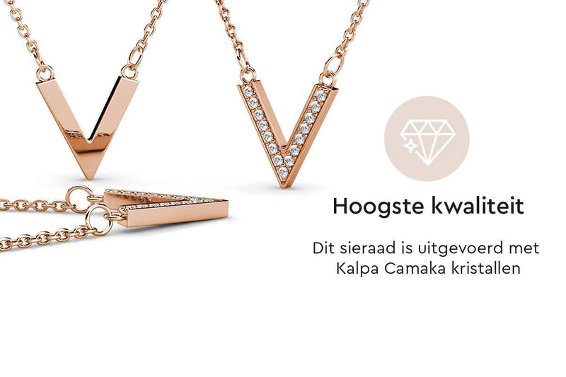 Yolora Dames Ketting met Hanger - Kalpa Camaka Kristallen - Rosé kleurig - 18K Roségoud Verguld - Vrouwen Collier Rose Gold - Sieraden - Halsketting - Luxe Giftbox - Geschenkdoos - Cadeau doos - Exclusieve Geschenkverpakking - Mooie Cadeauverpakking