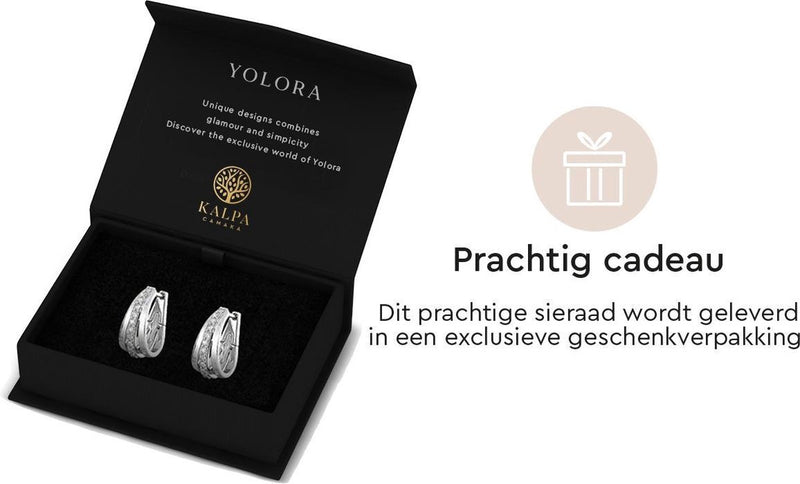 Yolora Ladies Earrings With Kalpa Camaka Crystals - Silver colored - 18k White gold Gilt - Women earrings silver - Jewelry - Luxury Giftbox - Gift box - Gift Box - Exclusive Gift Packing - Beautiful Gift Packing