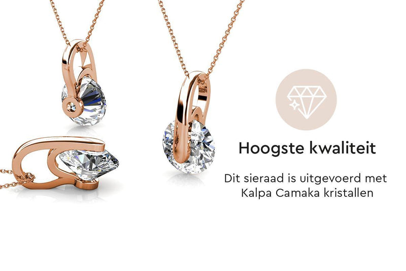 Yolora Dames Ketting met Hanger - Kalpa Camaka Kristal - Rosé kleurig - 18K Roségoud Verguld - Vrouwen Collier Rose Gold - Sieraden - Halsketting - Luxe Giftbox - Geschenkdoos - Cadeau doos - Exclusieve Geschenkverpakking - Mooie Cadeauverpakking