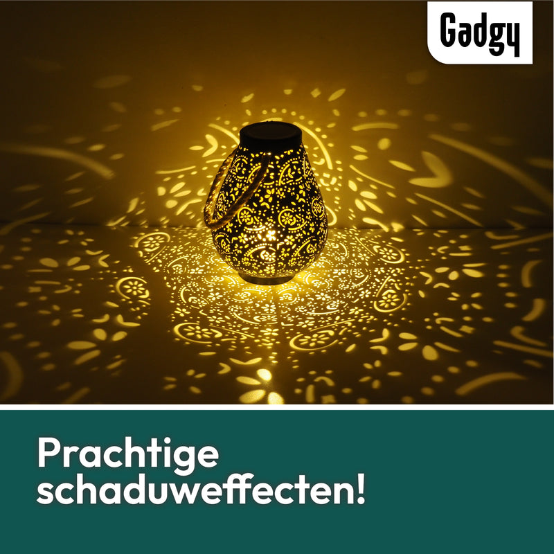 Gadgy Solar Tuinverlichting Bloemen Ophangen - Tuinverlichting Led Buiten - Solar Buitenlamp Zonne Energie met Schaduweffecten - Solar Lamp Tuin, Terras & Balkon - Lantaarn voor Buiten - Lantaarn Windlicht op Zonneenergie - Brons / Goud