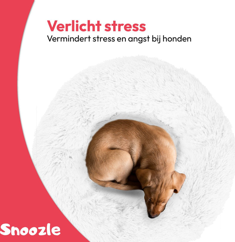 Snoozle Donut Hondenmand L - 70 cm - Fluffy Hondenmand Groot - Ronde Hondenmand Wit - Superzacht Hondenbed Medium - Anti-Stress Hondenkussen