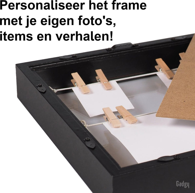 Gadgy Fotolijstje – Zwart -  3D Fotolijst met knijpers