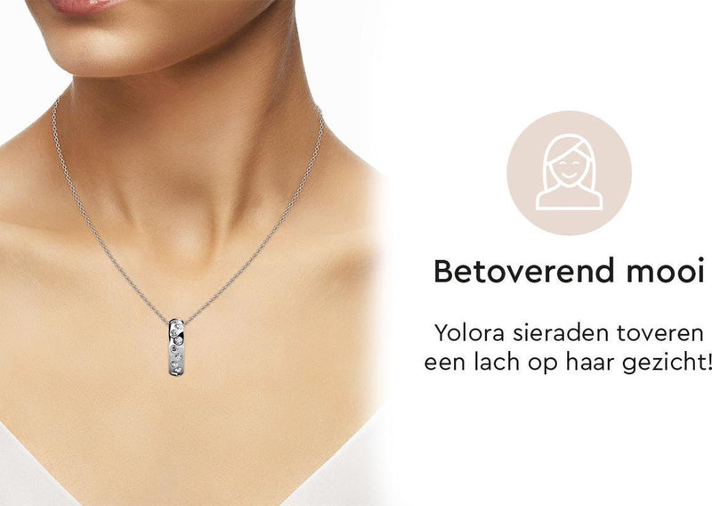 Yolora Dames Ketting met Hanger - Kalpa Camaka Kristallen - Zilverkleurig - 18K Witgoud Verguld - Vrouwen Collier Zilver - Sieraden - Halsketting - Luxe Giftbox - Geschenkdoos - Cadeau doos - Exclusieve Geschenkverpakking - Mooie Cadeauverpakking