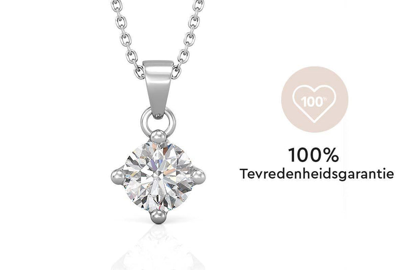 Yolora Dames Ketting met Hanger en Kalpa Camaka Kristal - Zilver kleurig - 18K Witgoud Verguld - Cadeauverpakking