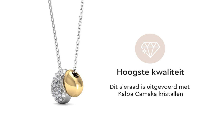 Yolora Dames Ketting met Hanger - Kalpa Camaka Kristallen - Zilver- en Goudkleurig - 18K Witgoud- en Geelgoud Verguld - Vrouwen Collier Zilver/Goud - Cadeau doos